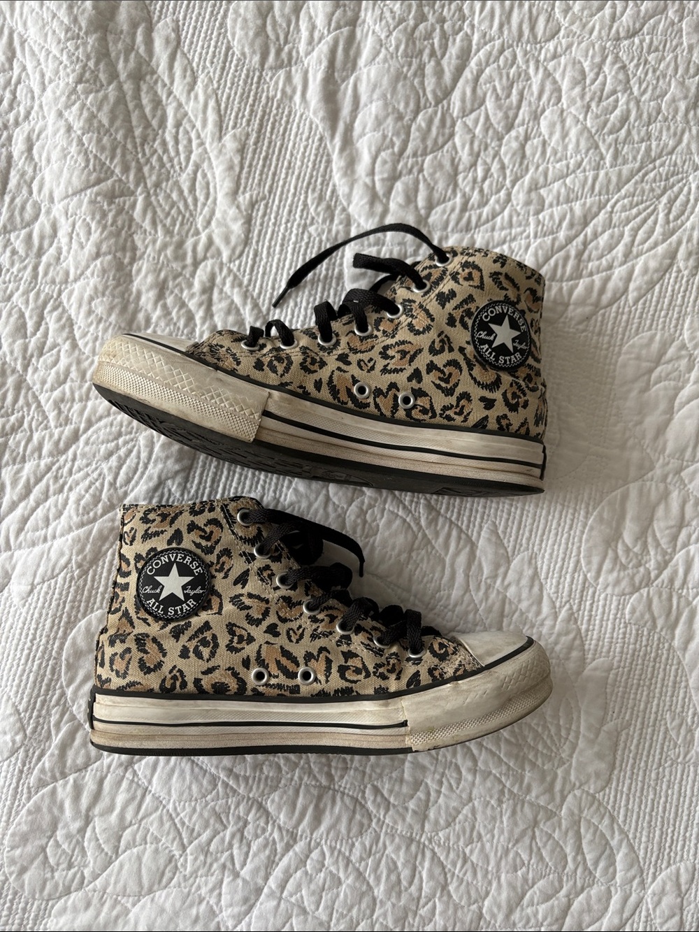 Converse Leopard-Print High-Top Sneakers in Tan and Black